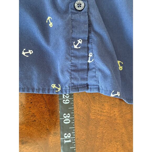 Vintage Basic Editions Button Up Shirt Women's Size 4X Anchor Print Short Sleeve - Picture 3 of 8